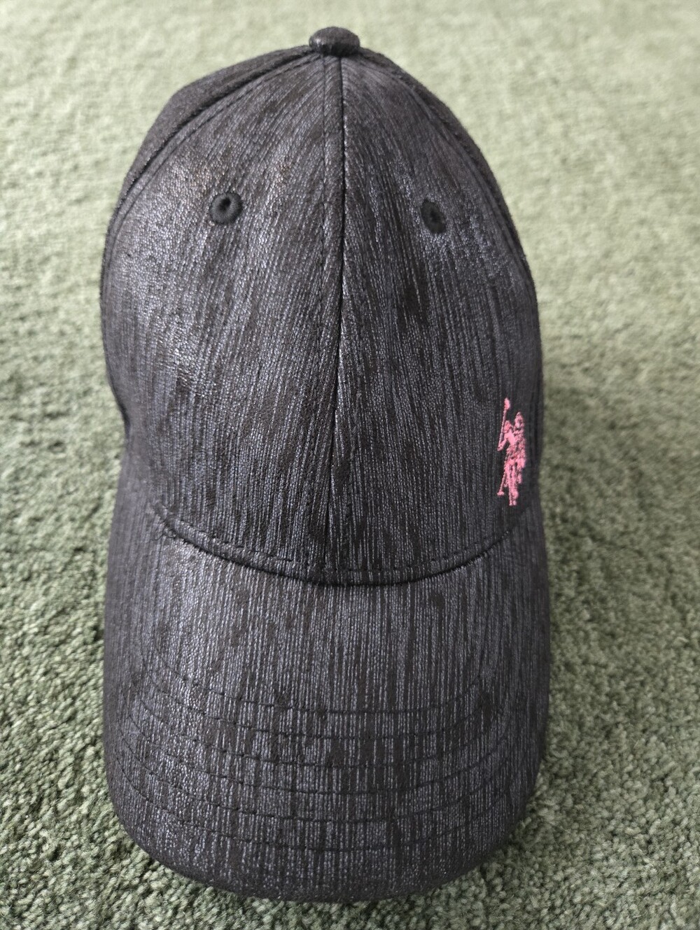 US Polo Assn. Adjustable Hat Ball Cap Gray w/Pink Jockey Logo